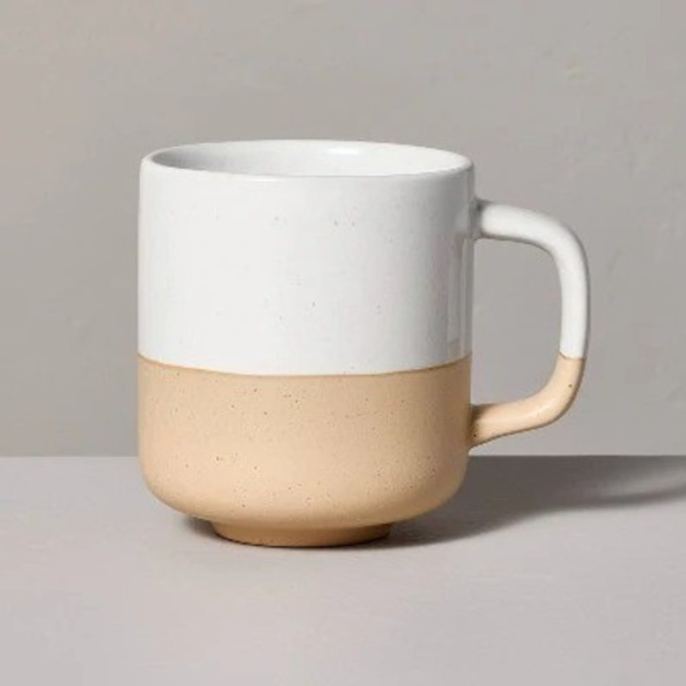 13oz Dipped Stoneware Mug Cream/Pink - Hearth & Hand with Magnolia